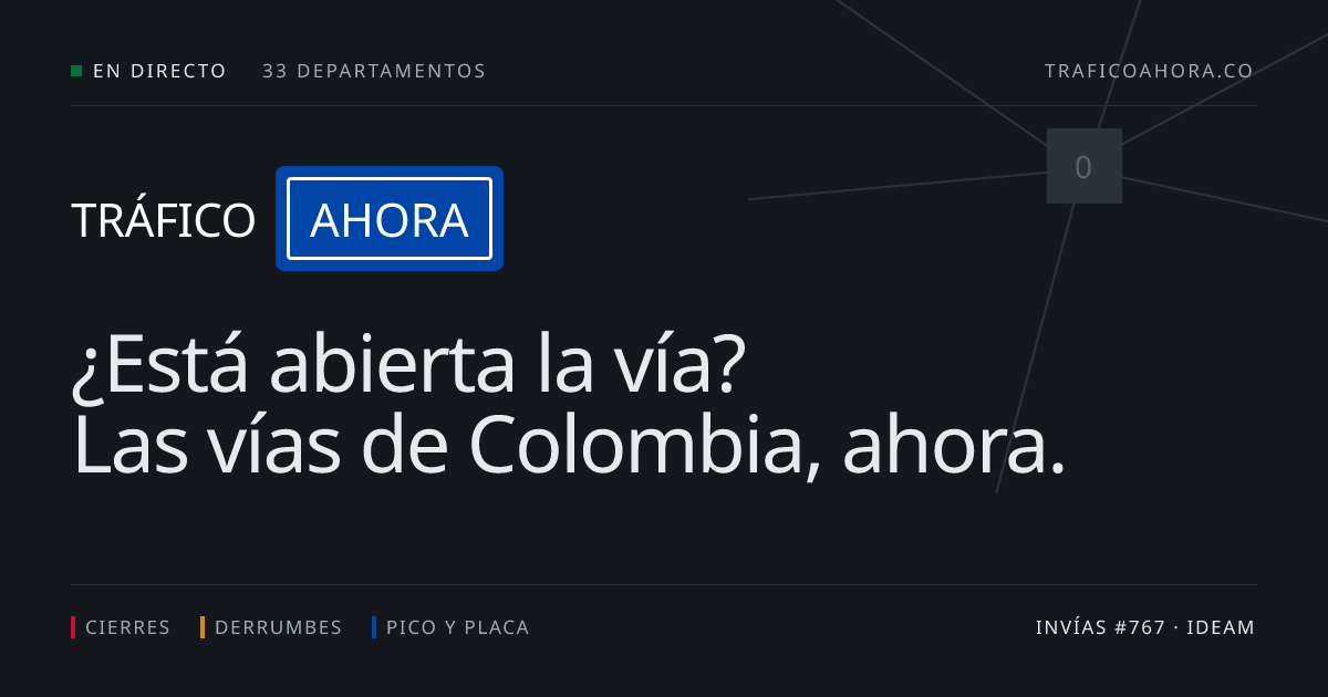 Estado de las vías en tiempo real: mapa de Colombia